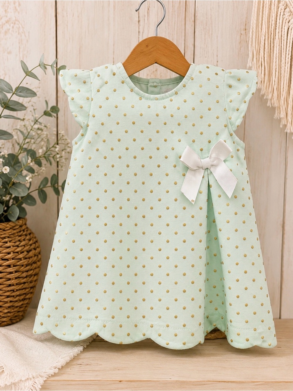 Tahari Mint Polka Dot Dress with Bow size 5T